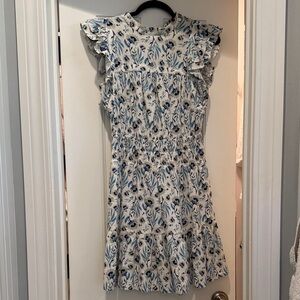 Universal Thread Floral Ruffle Dress - Blue and White